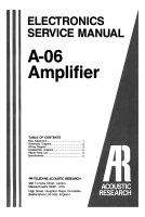 Acoustic Research A-06 - Service Manual